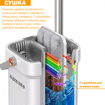 Швабра Joybos с отжимом, ведро, телескопическая ручка, насадка из микрофибры